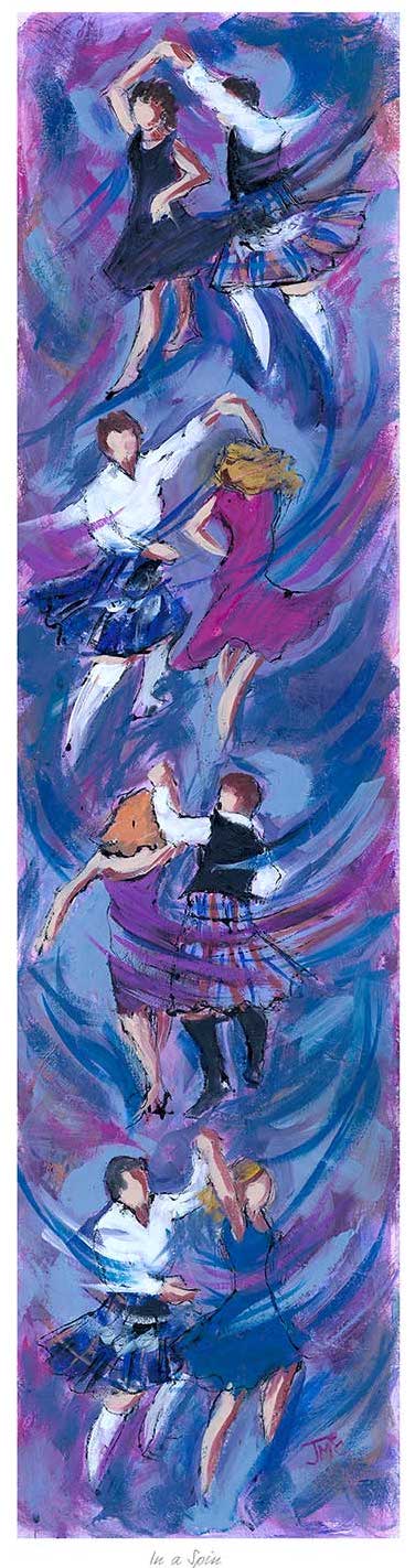 In a Spin Ceilidh Dancing Art Print by Janet McCrorie