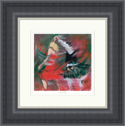 Scarlet Birl Ceilidh Dancing Art Print by Janet McCrorie