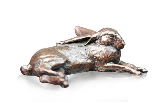 Small Hare Lying Bronze Figurine by Michael Simpson (Limited Edition)