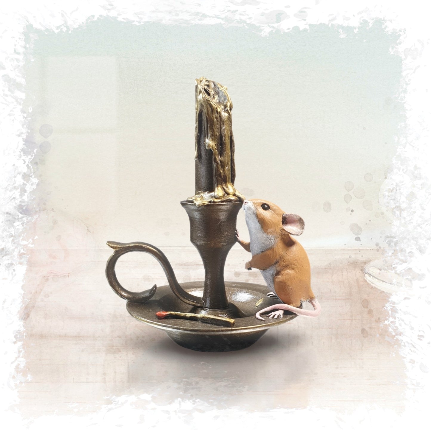 Mouse on Candlestick Bronze Figurine by Michael Simpson (Richard Cooper Studio)