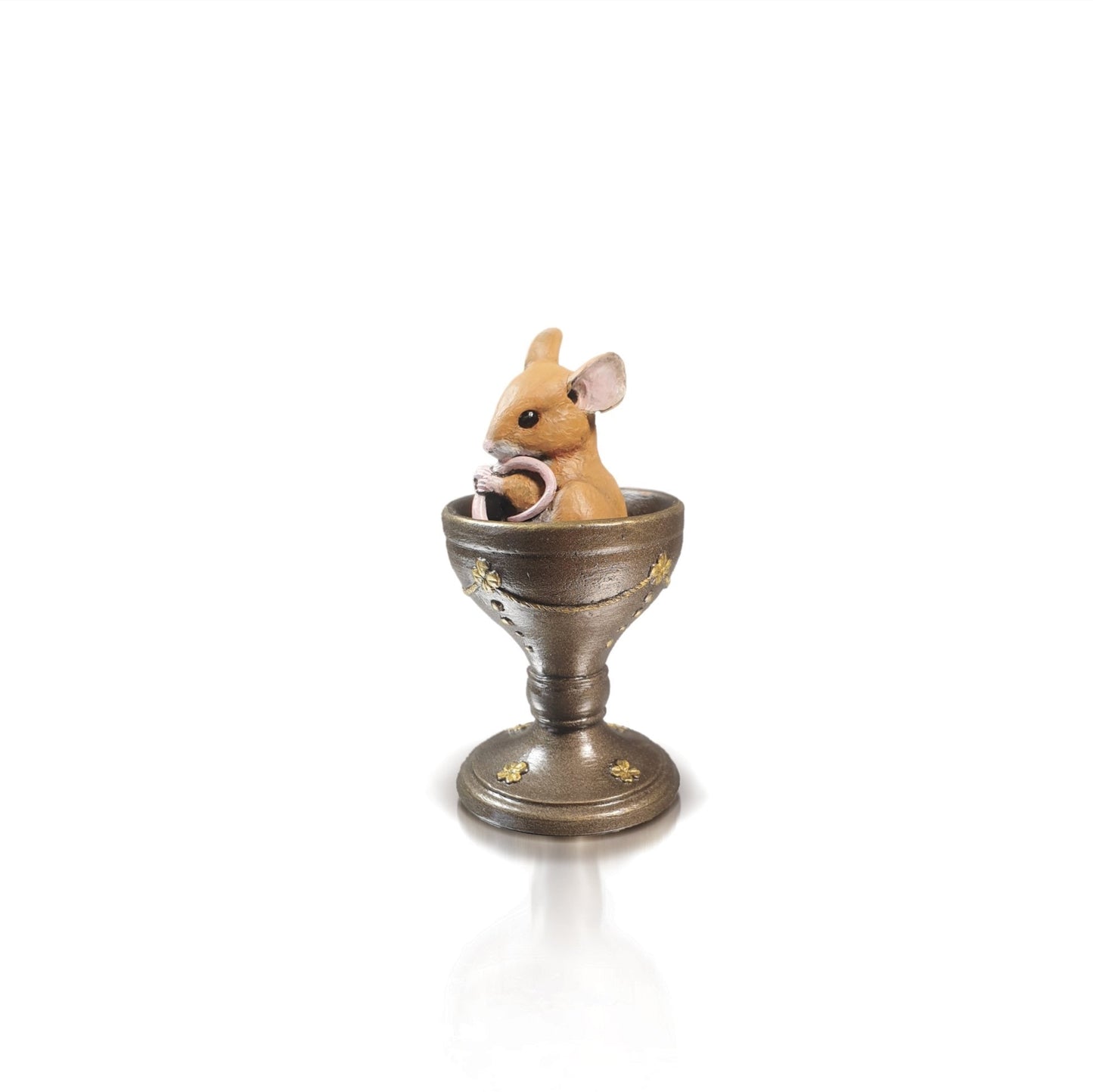 Mouse in Egg Cup Bronze Figurine by Michael Simpson (Richard Cooper Studio)