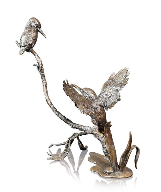 Prized Catch -  Kingfisher Pair Bronze Sculpture by Michael Simpson (Limited Edition)