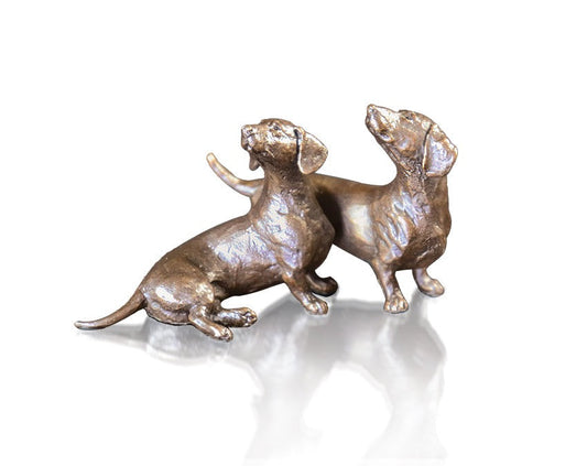 Dachshund Pair Bronze Dog Figurine by Michael Simpson (Limited Edition)