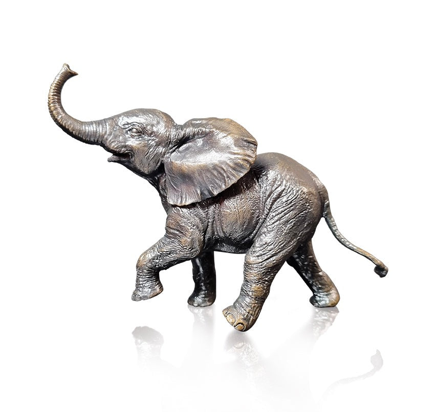 Baby Elephant Running Bronze Sculpture by Dean Kendrick (Limited Edition)