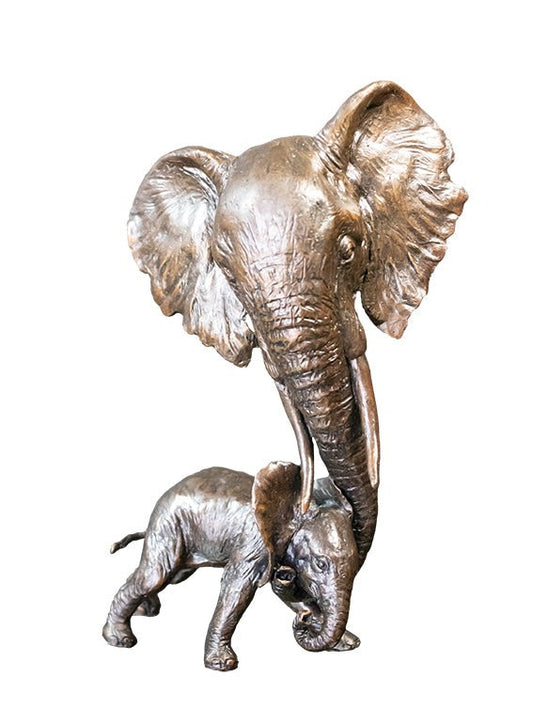 Elephant Mother & Calf Bronze Sculpture by Keith Sherwin (Limited Edition)