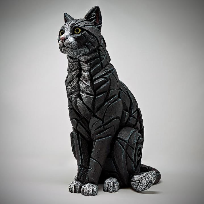 Cat Sitting (Black and White) - Edge Sculpture