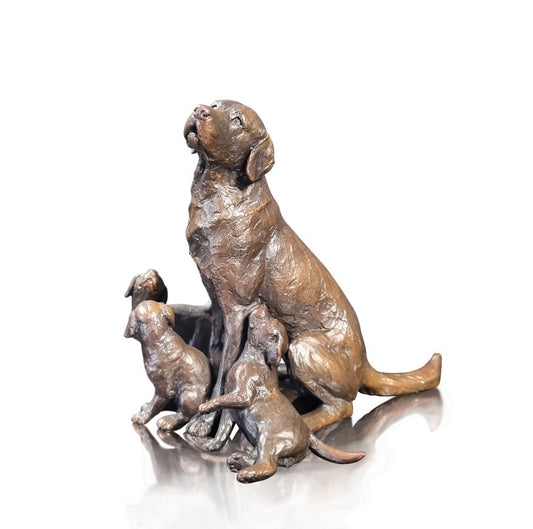 Labrador with Puppies Bronze Dog Figurine by Michael Simpson (Limited Edition)