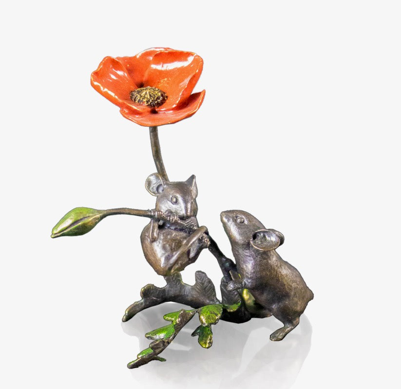 Mice with Poppy Bronze Figurine by Michael Simpson (Limited Edition)