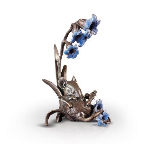 Mouse with Bluebells Bronze Sculpture by Michael Simpson (Limited Edition)