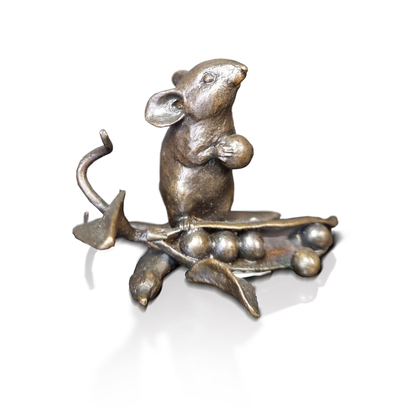 Mouse with Pea Pod  Bronze Sculpture by Michael Simpson (Limited Edition)