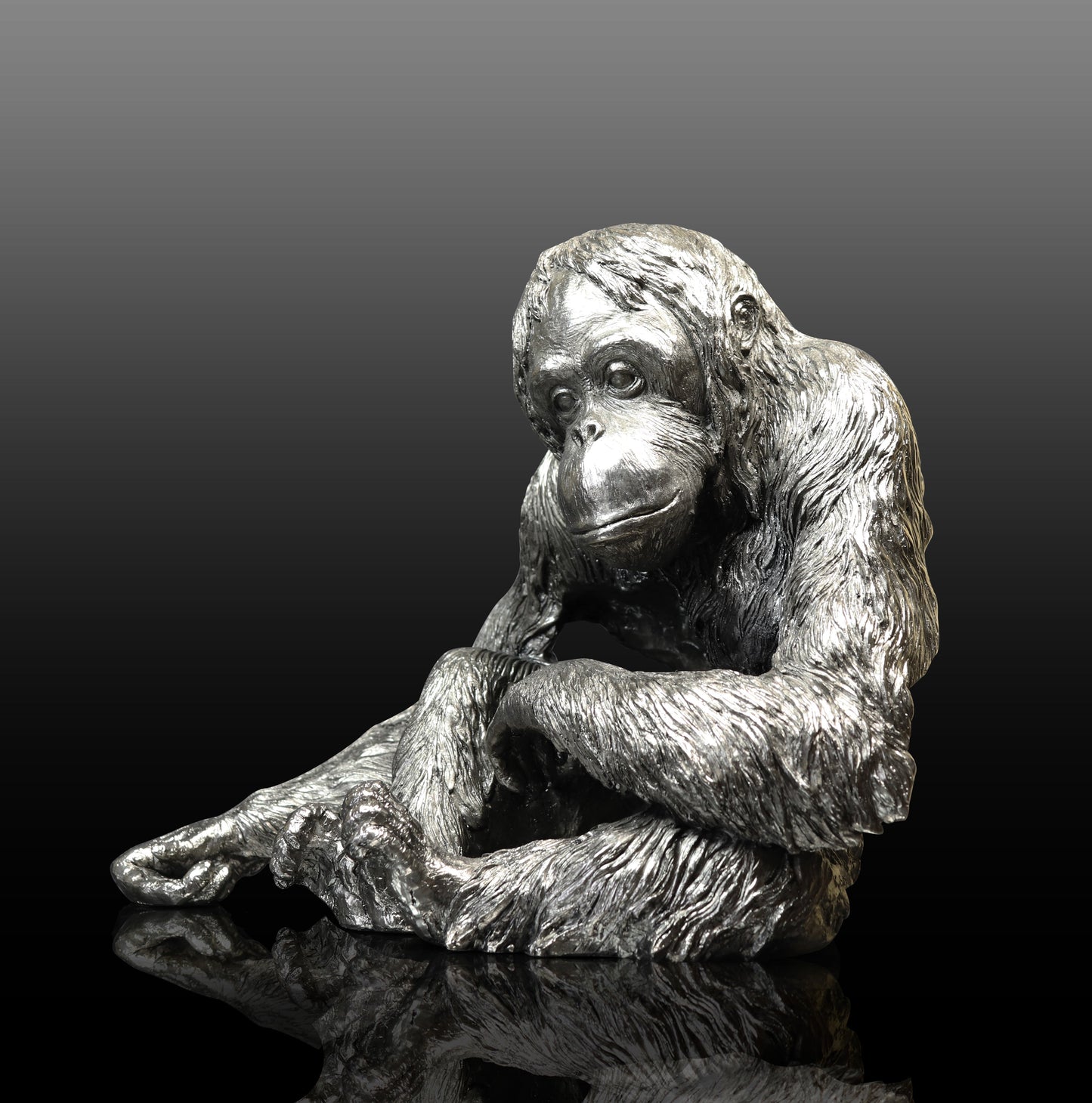 Orangutan Nickel Figurine by Keith Sherwin for Richard Cooper Studio