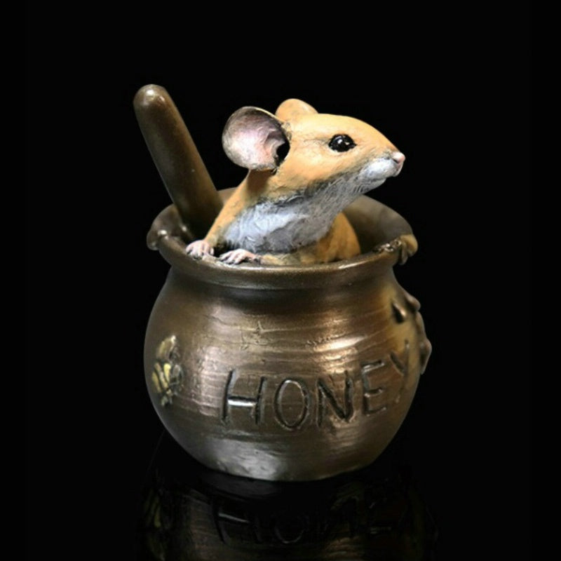 Mouse in Honeypot Bronze Figurine by Michael Simpson (Richard Cooper Studio)