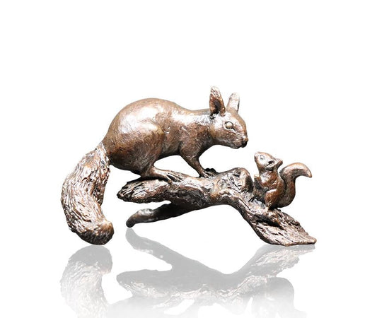 Red Squirrel with Baby Bronze Figurine by Michael Simpson (Limited Edition)